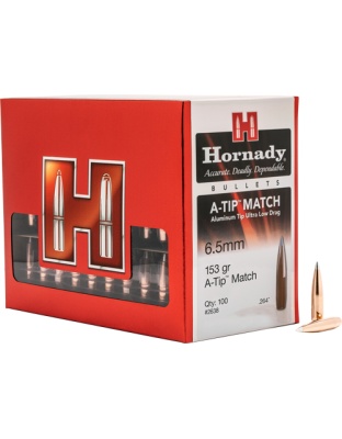 Hornady Bullets 6.5 mm.264 153 Grain A-Tip 100 Rounds 10 Boxes per Case
