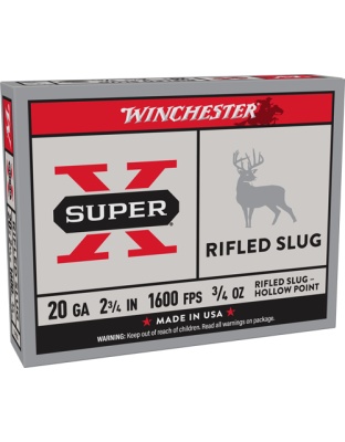 Winchester Ammunition Super-X 20 Gauge 2.75" 3/4 Ounce Rifled Slug 5 Rounds