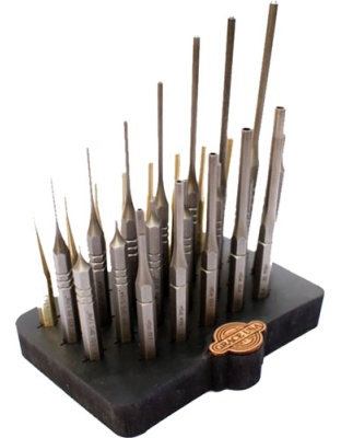 Grace USA Steel/Brass Roll Pin Punch Set with Bench Block 27-Piece