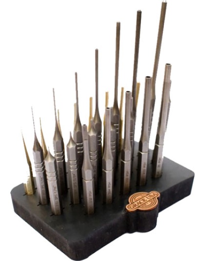 Grace USA Steel/Brass Roll Pin Punch Set with Bench Block 27-Piece