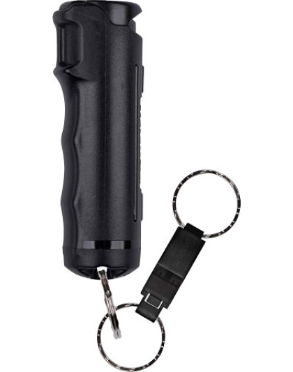 Sabre Pepper Gel Spray with Quick Release Whistle Flip Top Black