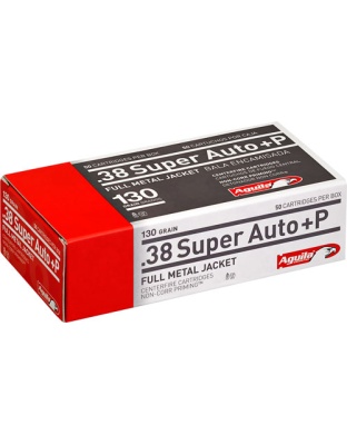 Aguila 38 Super +P 130 Grain Full Metal Jacket 50 Rounds 20 Boxes per Case