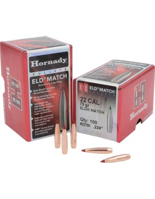 Hornady Bullets 22CAL.224 75 Grain ELD-M Match 100 Count 25 Boxes per Case