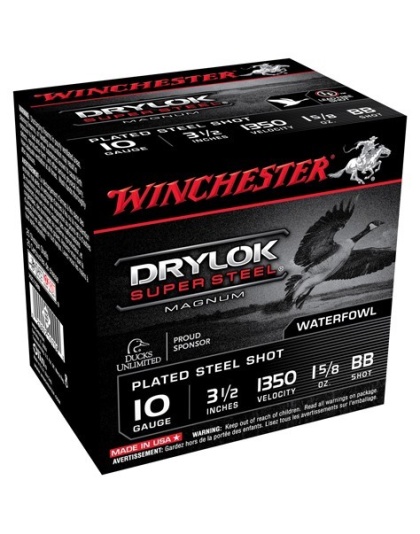 Winchester Ammunition Drylok 10 Gauge 3.5" 1-5/8 Ounce Bb 1350FPS 25 Rounds 10BX/C