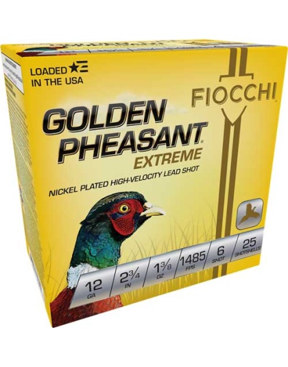 Fiocchi Golden Pheasant 12 Gauge 2.75" 1-3/8 Ounce #6 25 Rounds — Model 12GPX6