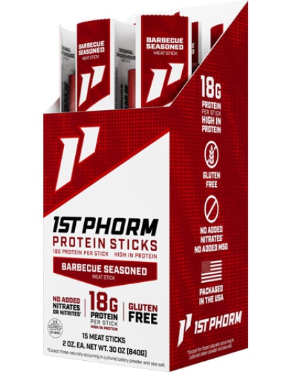 1ST Phorm Protein Beef Sticks Barbecue Seasoned 15 Sticks
