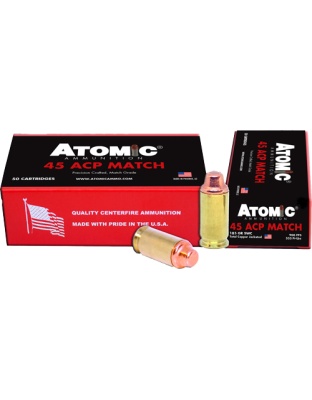Atomic Ammunition.45 ACP Match 185 Grain Lead SWC Copper Plated 50 Rounds