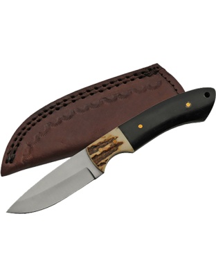 Szco Rite Edge 7" Stag Horn Hunting Knife Leather Sheath