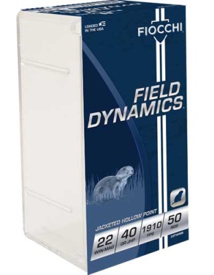 Fiocchi 22WMR 40 Grain Jacketed Hollow Point 1910 Feet Per Second 50 Rounds 40 Boxes per Case