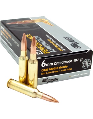 SIG 6 mm Creedmoor 107 Grain Open Tip Match 20 Rounds