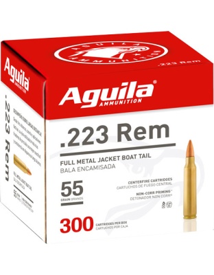 Aguila 223 Rem 55 Grain Full Metal Jacket 300 Rounds 4 Boxes per Case