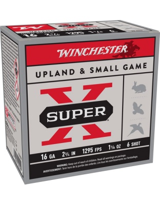 Winchester Ammunition Super-X 16 Gauge 2.75" 1-1/8 Ounce #6 1295 Feet Per Second 25 Rounds
