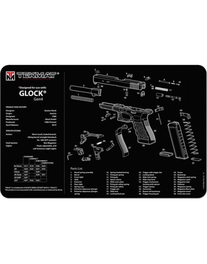 Tekmat Armorers Bench Mat 11"x17" for Glock G4 Black