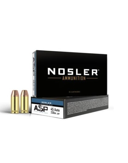 Nosler ASP Suppressor Ready Handgun Ammunition .45 ACP 230gr JHP 850 fps 50/ct
