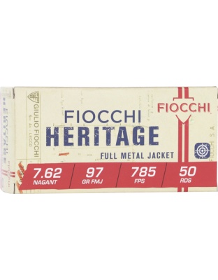Fiocchi 7.62 Nagant 97 Grain Full Metal Jacket 50 Rounds 20 Boxes per Case