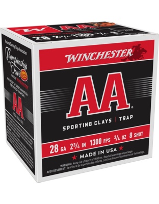 Winchester Ammunition AA 28 Gauge 2.75" 3/4 Ounce #8 1300 Feet Per Second 250-Round Case