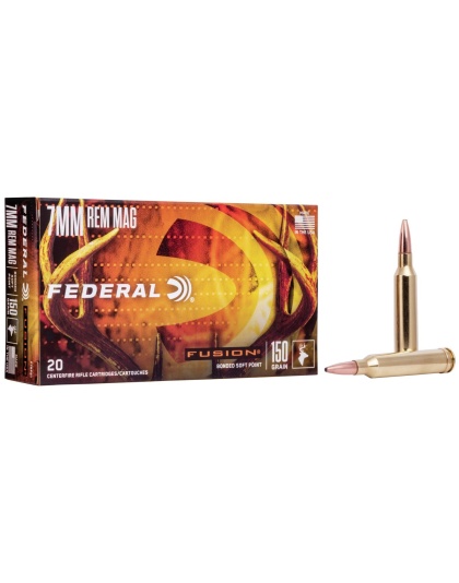 Federal Fusion Rifle Ammunition 7mm Rem Mag 150 gr BTSP 3050 fps - 20/ct