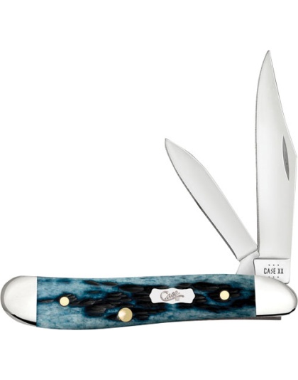 Case Knives Pocket Worn Mediterranean Blue Bone Peanut