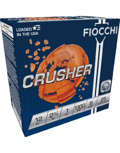 Fiocchi Crusher 12 Gauge 2.75" 1 Ounce #8 1300 Feet Per Second 250-Round Case
