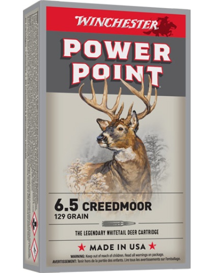 Winchester Ammunition Power Point 6.5 Cm 129 Grain Jacketed Soft Point 20 Rounds 10 Boxes per Case