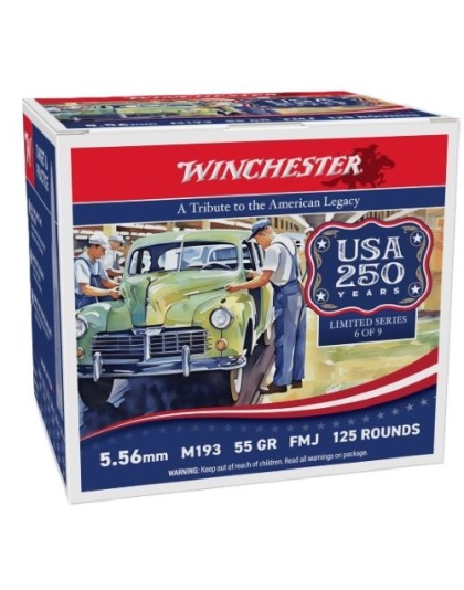 Winchester Ammunition USA 5.56X45 55 Grain Full Metal Jacket 125 Rounds 10 Boxes per Case