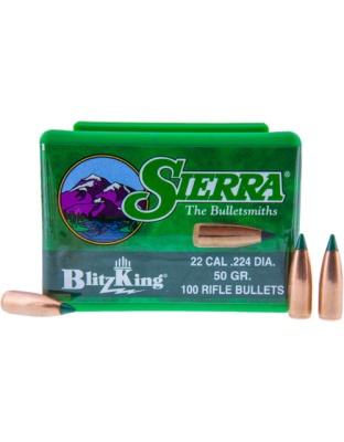 Sierra Bullets.22 Caliber.224 50 Grain Blitzking 100 Count
