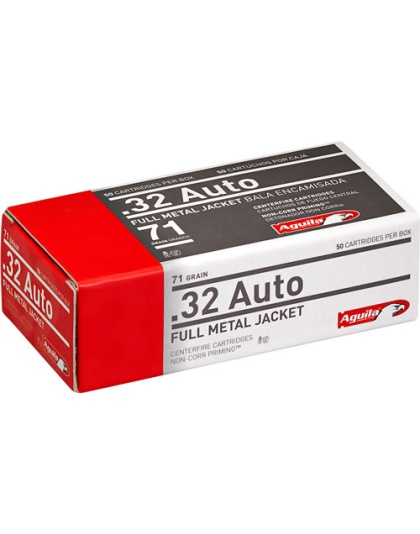 Aguila 32 Automatic Colt Pistol 71 Grain Full Metal Jacket-Round Nose 50 Rounds 20 Boxes per Case