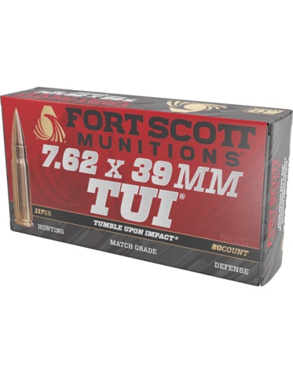 Fort Scott 7.62X39 117 Grain Tui Solid Copper 20 Rounds 10 Boxes per Case