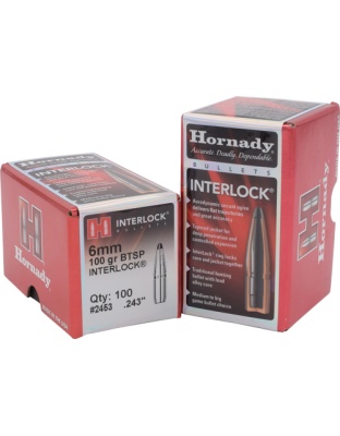 Hornady Bullets 6 mm.243 100 Grain Jacketed Soft Point Boat Tail 100 Count 25 Boxes per Case