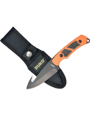 Ruko Fixed Blade Skinner 3.25" Blaze Orange Handle Clamshell