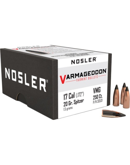 Nosler Bullets 17 Caliber .172 20 Grain Varmageddon Tipped 250 Count