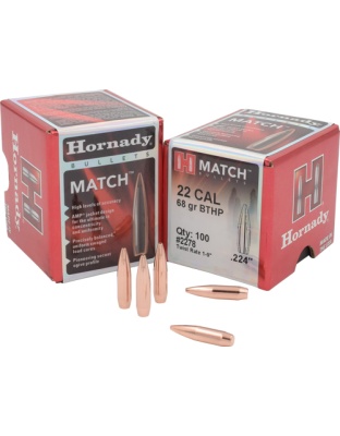 Hornady Bullets 22 Caliber.224 68 Grain Jacketed Hollow Point-Bt 100 Count 40 Boxes per Case