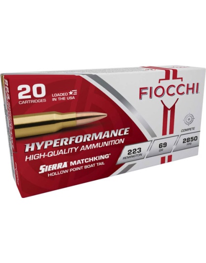 Fiocchi 223 Rem 69 Grain Matchking Hollow Point Boat Tail 20 Rounds 10 Boxes per Case