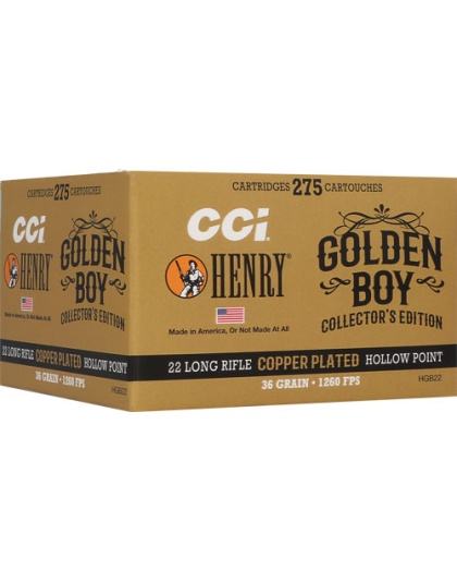 CCI Henry Golden Boy Edition 36 Grain Cphp 1260 Feet Per Second 275 Rounds 10BX/C
