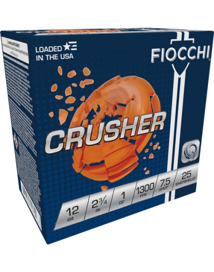 Fiocchi Crusher 12 Gauge 2.75" 1 Ounce #7.5 1300 Feet Per Second 250 Rounds Case Lot