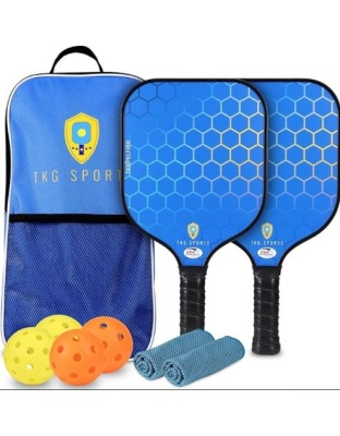 Tkg Sports Fiberglass Pickleball Set with Carry Bag