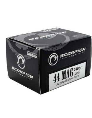 Scorpion Ammo 44 Remington Magnum 240 Grain Jacketed Hollow Point 20 Rounds 10 Boxes per Case