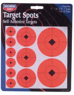 Birchwood Casey B/C Target Spots Assortment 1"-60/2"-30/3"-20