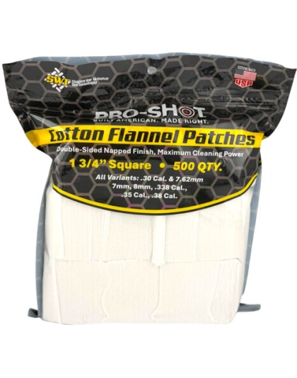 Pro-Shot Products Cleaning Patch Cotton Flannel.30-.38 1 3/4" 500 Count