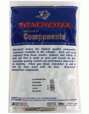 Winchester Unprimed Cases 222 Remington 100 Pack 20-Pack/Cs