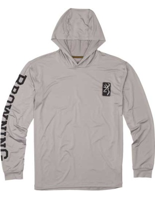 Browning Hooded L-Sleeve Tech T-Shirt Light Gray X-Large