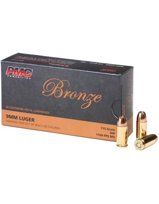 PMC 9 mm Luger 115 Grain Jacketed Hollow Point 50 Rounds 20 Boxes per Case
