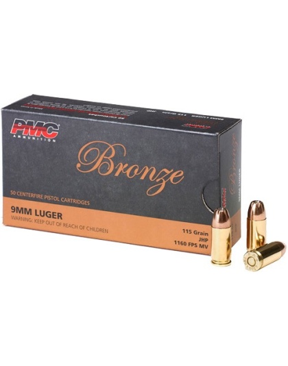 PMC 9 mm Luger 115 Grain Jacketed Hollow Point 50 Rounds 20 Boxes per Case