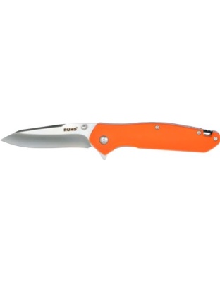 Ruko Folder Tactical Knife 3.25" Orange Handle Clamshell