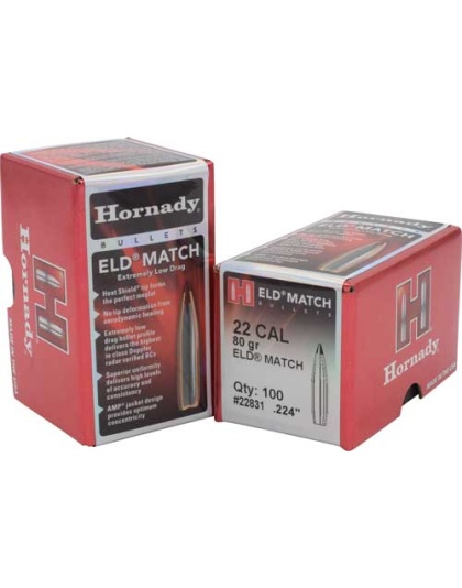 Hornady Bullets 22CAL.224 80 Grain ELD-M Match 100 Count 25 Boxes per Case