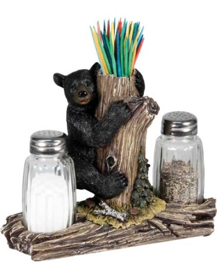 Rivers Edge Bear Salt & Pepper Shakers & Toothpick Holder